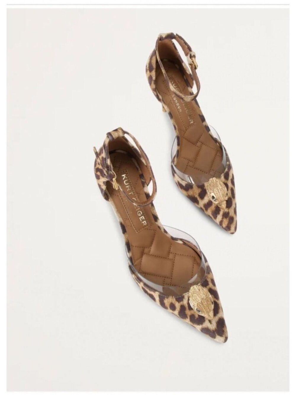 Kurt Geiger London Belgravia Vinyl High Leopard Print Heels US 8 EUR 38.5 New In